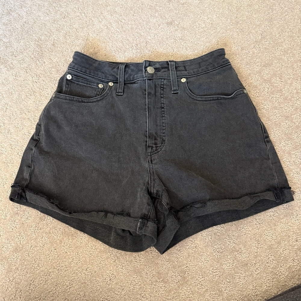 Madewell Curvy High Rise Black Jean Shorts Classic Minimalist Casual High Waist